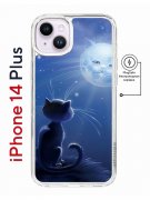 Чехол-накладка iPhone 14 Plus Kruche Print Magnet Лунный кот