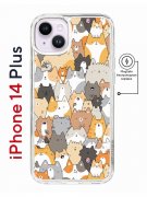 Чехол-накладка iPhone 14 Plus Kruche Magnet Print Котики