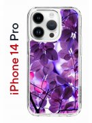 Чехол-накладка iPhone 14 Pro Kruche Print Purple leaves