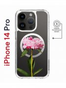 Чехол-накладка iPhone 14 Pro Kruche Magnet Print Пион