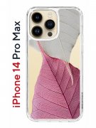 Чехол-накладка iPhone 14 Pro Max Kruche Print Pink and white