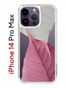 Чехол-накладка iPhone 14 Pro Max Kruche Print Pink and white