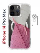 Чехол-накладка iPhone 14 Pro Max Kruche Magnet Print Pink and white