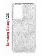 Чехол-накладка Samsung Galaxy A23 (630893) Kruche PRINT Skull White