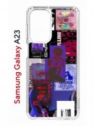 Чехол-накладка Samsung Galaxy A23 Kruche Print Стикеры Киберпанк