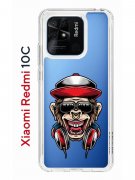 Чехол-накладка Xiaomi Redmi 10C (623779) Kruche PRINT Обезьяна с наушниками