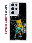 Чехол-накладка Samsung Galaxy S21 Ultra Kruche Print Барт Симпсон