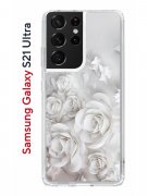 Чехол-накладка Samsung Galaxy S21 Ultra Kruche Print White roses