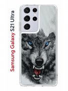 Чехол-накладка Samsung Galaxy S21 Ultra Kruche Print Волк