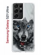 Чехол-накладка Samsung Galaxy S21 Ultra Kruche Print Волк