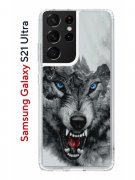 Чехол-накладка Samsung Galaxy S21 Ultra Kruche Print Волк