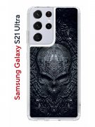 Чехол-накладка Samsung Galaxy S21 Ultra/S30 Ultra Kruche Print Череп техно