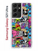 Чехол-накладка Samsung Galaxy S21 Ultra (594675) Kruche PRINT Monsters music