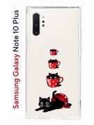 Чехол-накладка Samsung Galaxy Note 10+ Kruche Print Котенок в чашке