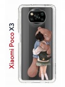 Чехол-накладка Xiaomi Poco X3/Poco X3 Pro Kruche Print Девочка с мишкой