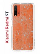 Чехол-накладка Xiaomi Redmi 9T (625951) Kruche PRINT Skull White