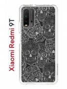 Чехол-накладка Xiaomi Redmi 9T (625951) Kruche PRINT Skull White
