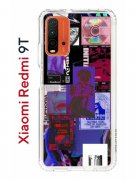 Чехол-накладка Xiaomi Redmi 9T Kruche Print Стикеры Киберпанк