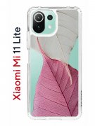 Чехол-накладка Xiaomi Mi 11 Lite/Mi 11 Lite 5G Kruche Print Pink and white