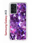 Чехол-накладка Samsung Galaxy A13 Kruche Print Purple leaves