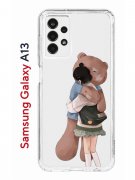 Чехол-накладка Samsung Galaxy A13 Kruche Print Девочка с мишкой