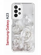 Чехол-накладка Samsung Galaxy A23 Kruche Print White roses