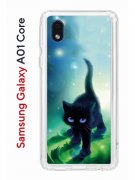 Чехол-накладка Samsung Galaxy A01 Core Kruche Print Черный кот