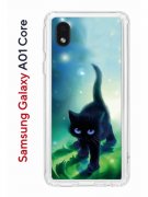 Чехол-накладка Samsung Galaxy A01 Core Kruche Print Черный кот