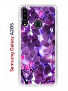 Чехол-накладка Samsung Galaxy A20S (588937) Kruche PRINT Purple leaves