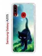 Чехол-накладка Samsung Galaxy A20S (588937) Kruche PRINT Черный кот