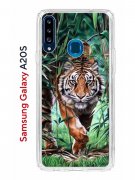 Чехол-накладка Samsung Galaxy A20S Kruche Print Крадущийся тигр
