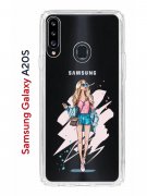 Чехол-накладка Samsung Galaxy A20S Kruche Print Fashion Girl