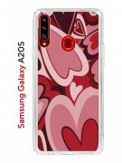 Чехол-накладка Samsung Galaxy A20S Kruche Print Сердечки