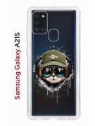 Чехол-накладка Samsung Galaxy A21S Kruche Print Кот в наушниках