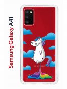Чехол-накладка Samsung Galaxy A41 Kruche Print Flying Unicorn