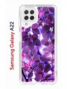 Чехол-накладка Samsung Galaxy A22/M22/M32 Kruche Print Purple leaves