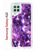 Чехол-накладка Samsung Galaxy A22/M22/M32 Kruche Print Purple leaves
