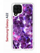 Чехол-накладка Samsung Galaxy A22/M22/M32 Kruche Print Purple leaves