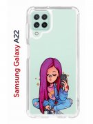 Чехол-накладка Samsung Galaxy A22/M22/M32 Kruche Print Pink Hair
