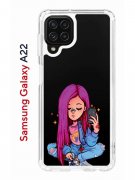 Чехол-накладка Samsung Galaxy A22/M22/M32 Kruche Print Pink Hair