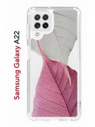 Чехол-накладка Samsung Galaxy A22/M22/M32 Kruche Print Pink and white