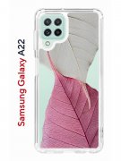 Чехол-накладка Samsung Galaxy A22/M22/M32 Kruche Print Pink and white