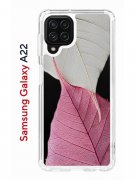 Чехол-накладка Samsung Galaxy A22/M22/M32 Kruche Print Pink and white