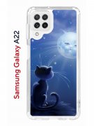 Чехол-накладка Samsung Galaxy A22/M22/M32 Kruche Print Лунный кот