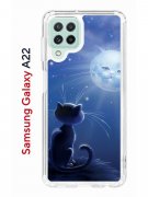 Чехол-накладка Samsung Galaxy A22/M22/M32 Kruche Print Лунный кот