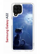 Чехол-накладка Samsung Galaxy A22/M22/M32 Kruche Print Лунный кот