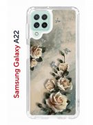 Чехол-накладка Samsung Galaxy A22/M22/M32 Kruche Print Белая роза