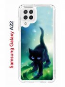 Чехол-накладка Samsung Galaxy A22 Kruche Print Черный кот