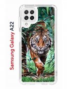 Чехол-накладка Samsung Galaxy A22/M22/M32 Kruche Print Крадущийся тигр