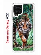 Чехол-накладка Samsung Galaxy A22/M22/M32 Kruche Print Крадущийся тигр
